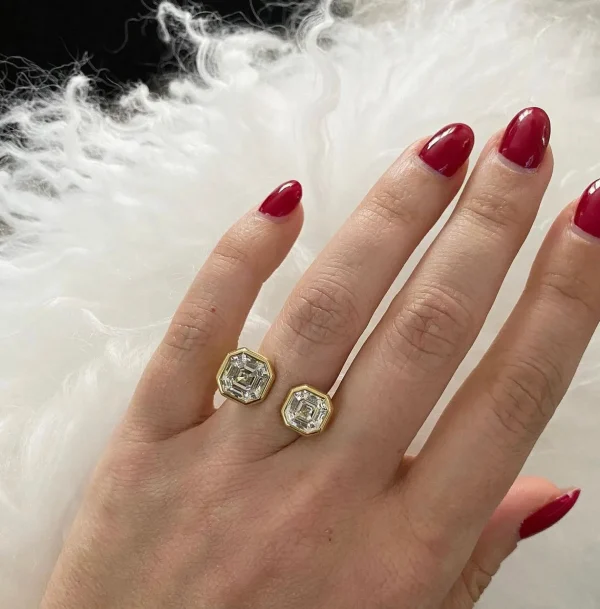 Bespoke Asscher cut Diamond Open Ring