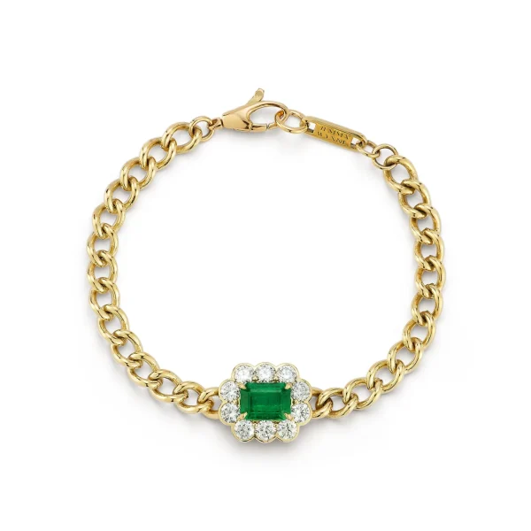 Forget Me Not Emerald and Diamond Bracelet