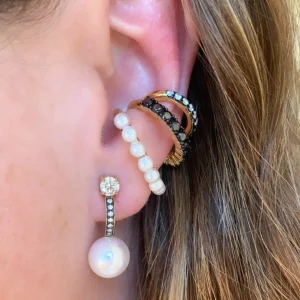 Prive Pearl and Diamond Triple Ear Cuff