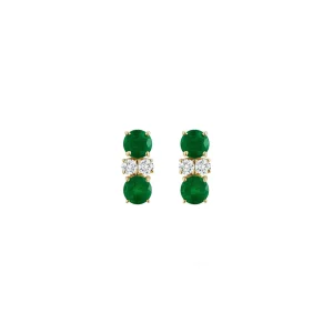 Prive Petite Double Emerald and Diamond Studs