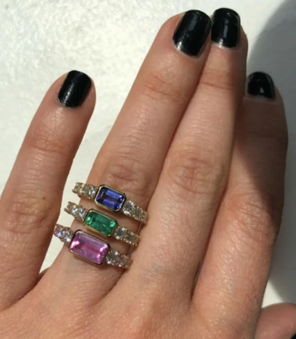 Toujours Bezel Set Emerald and Diamond Ring