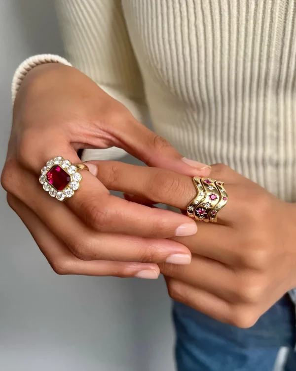 Toujours Rubellite and Diamond "Forget Me Not" Ring