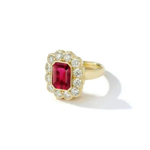 Toujours Rubellite and Diamond "Forget Me Not" Ring